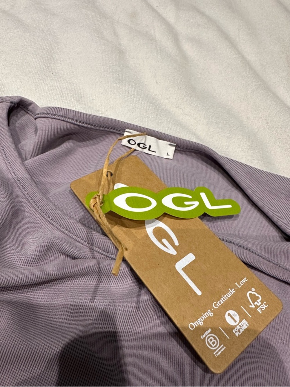 OGL | Sandwashed Effortless Boatneck Batwing Sleeve Side Ruched Top Purple Fog L - Picture 15 of 16